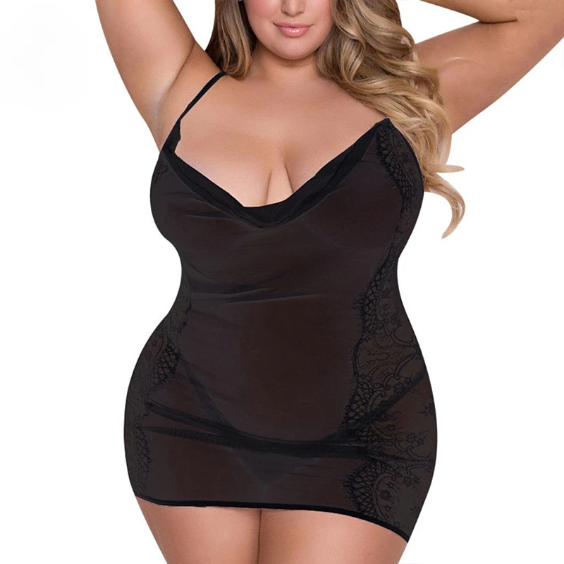 Large Size Sexy Nightdress Sex Suit Lace Perspective Fat Sexy Sex Underwear Sexy Lingerie  Sex Tols for Girl  Plus Size Lingerie