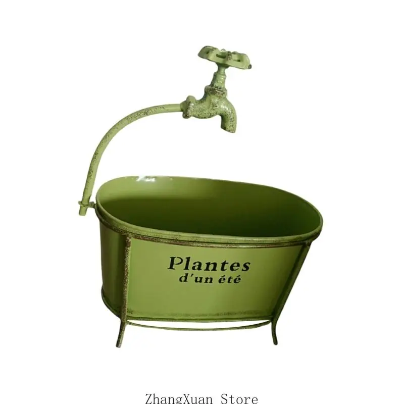 Eleganter Eisen-Gartenpflanzer mit Wasserauslauf-Design, für kleine Pflanzen, 3 x – Detail 10