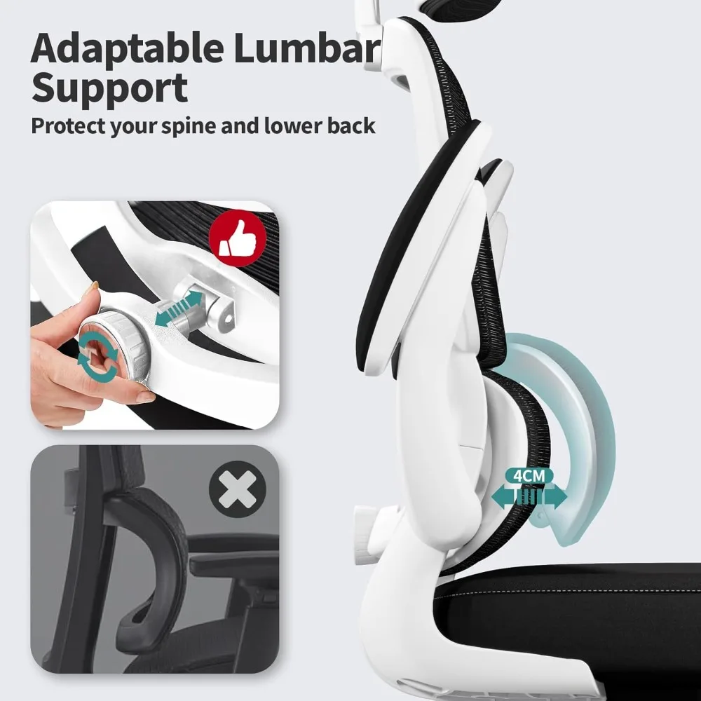 كرسي مكتب شبكي مريح عالي الظهر بسعة 330 رطل وعجلات للمكتب المنزلي والألعاب المريح #4