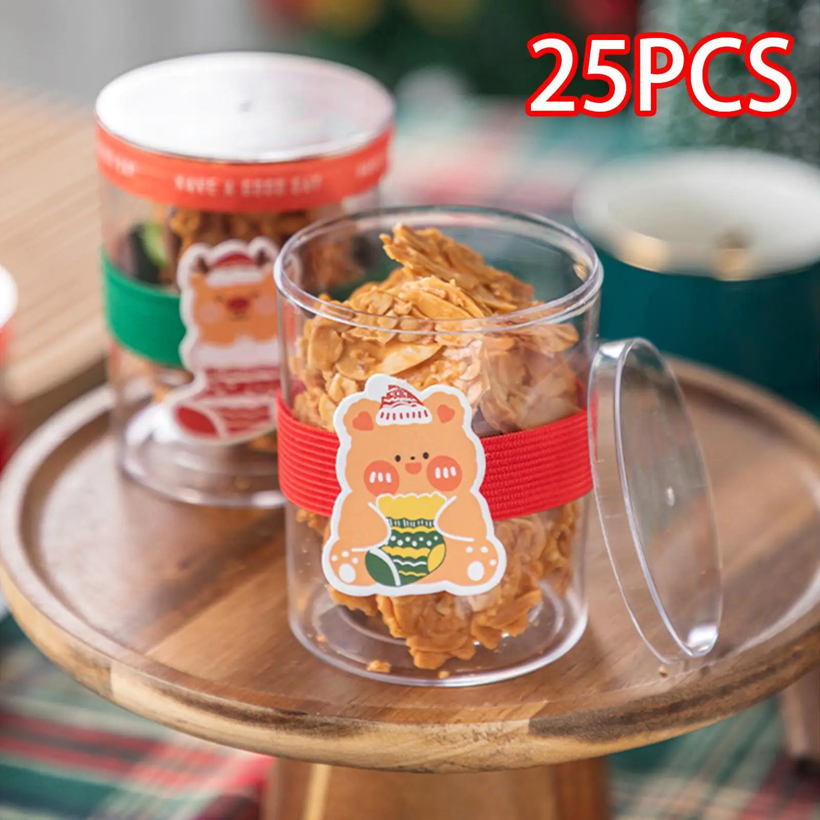 25 قطعة من أكمام كأس عيد الميلاد وحفلات الكريسماس وزخرفة برطمانات الكوكي