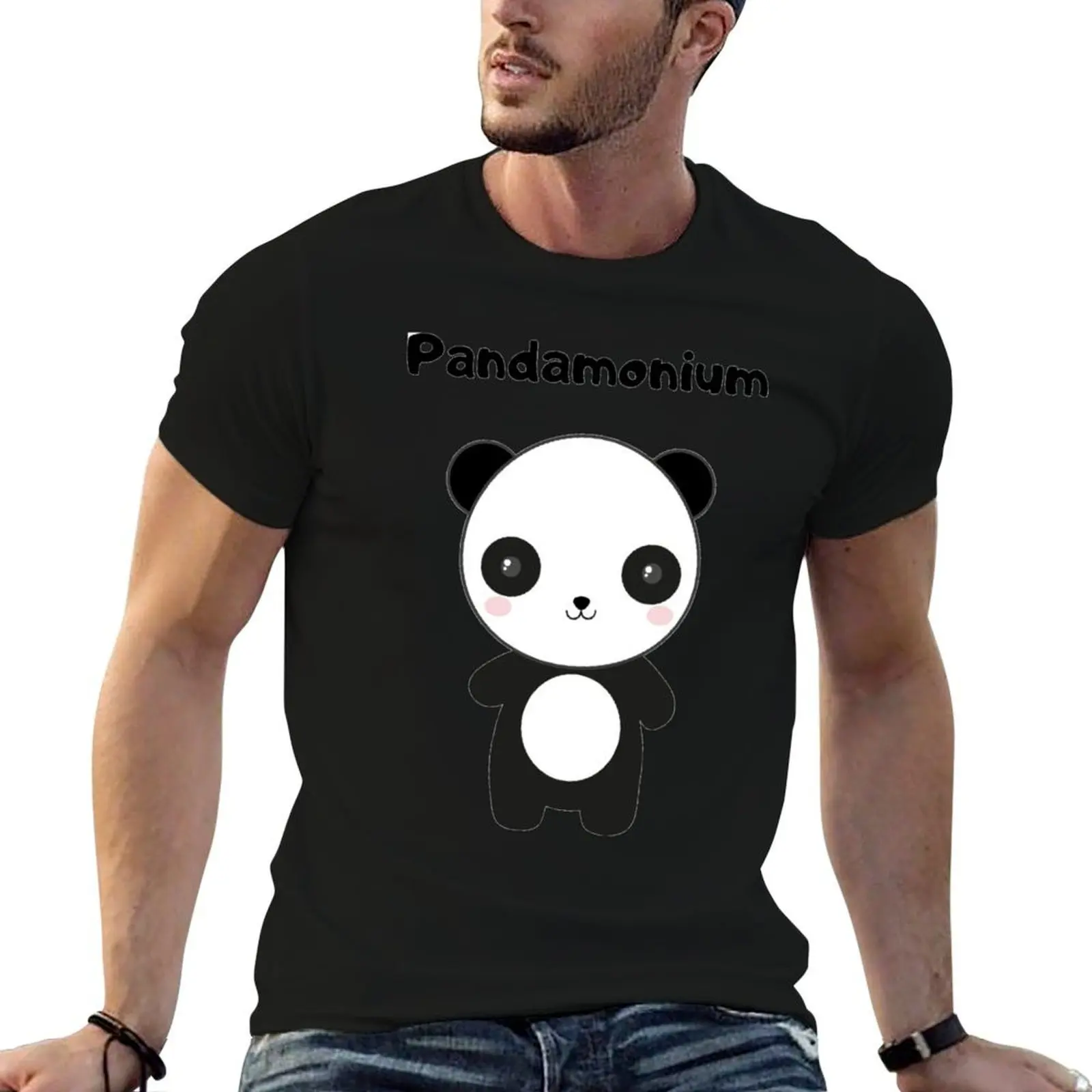 

Pandamonium cute panda design T-Shirt man t shirts for men casual man t shirt cotton high quality T-Shirt