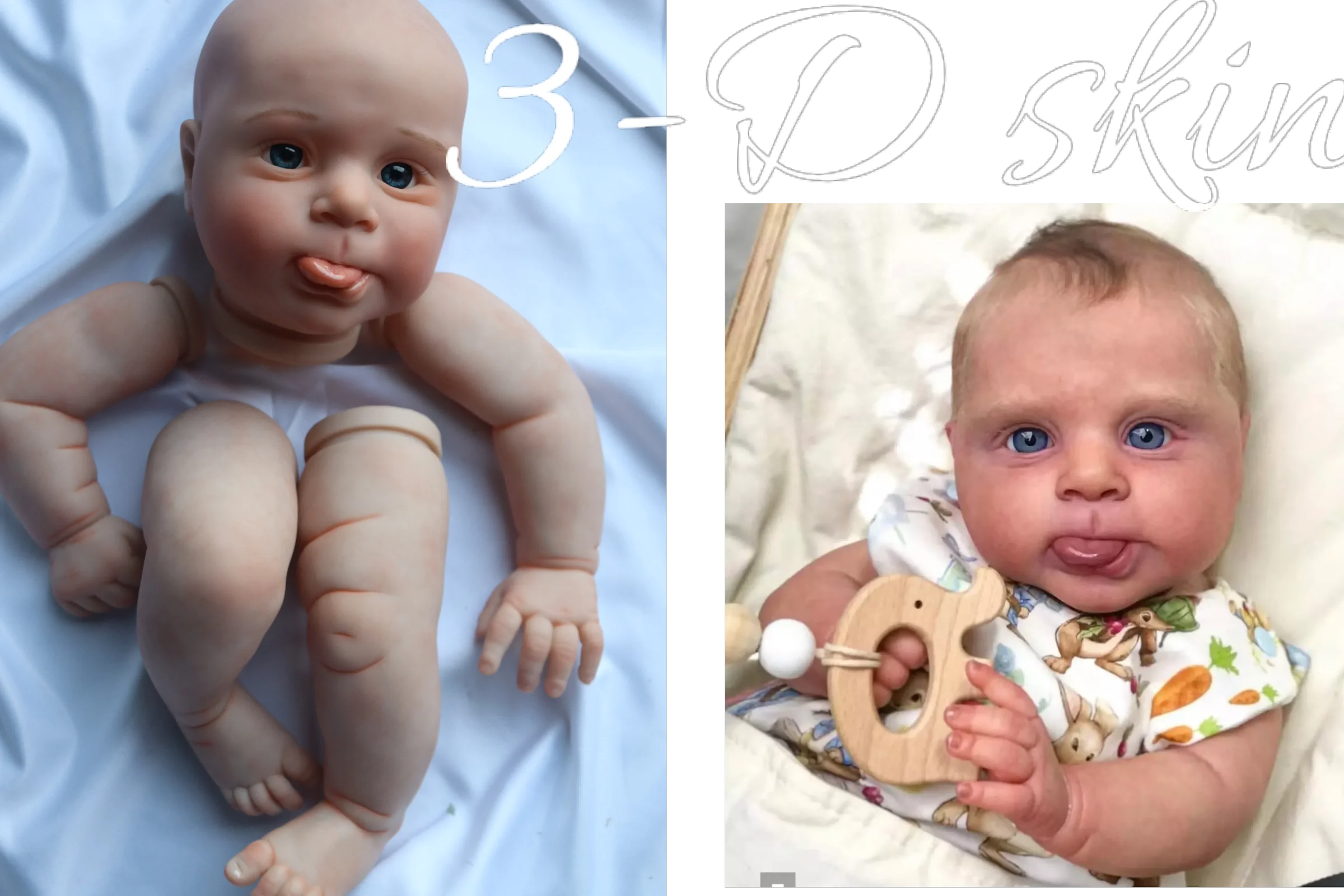 

FBBD 21inch Reborn Baby Sebby 3-D Skin Painting Unassembled Painted Kits Soft Touch Real Photos Christmas Gift