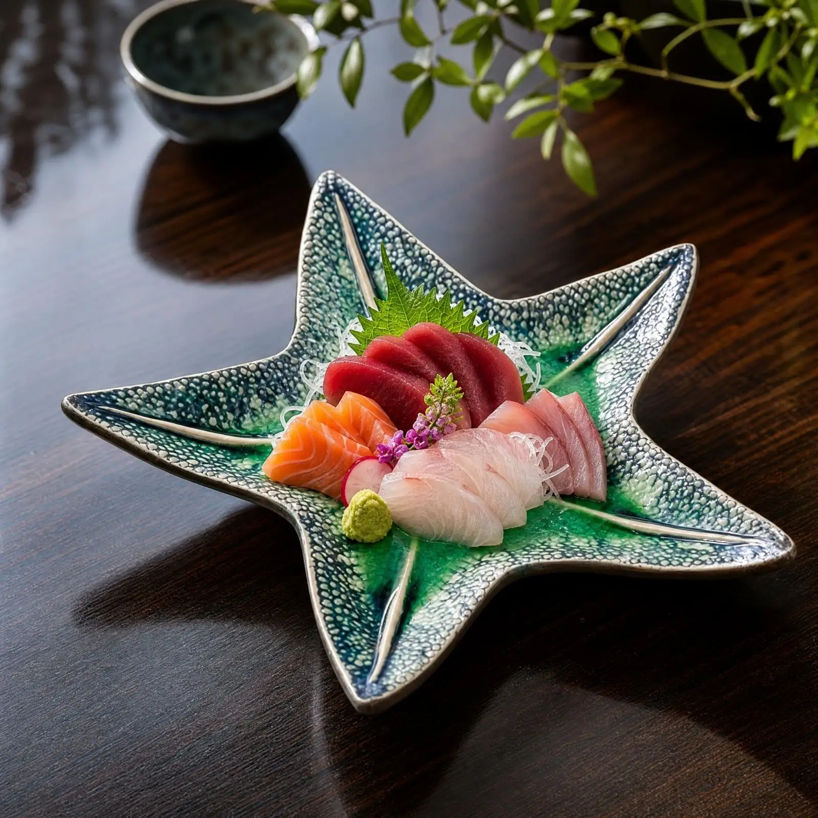 Artistic Wooden Plate for Sashimi Serving Luxury Tableware Tray for Hotel Catering and Event Styling