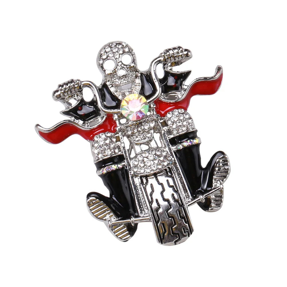 

Skull Motorcycle Brooch Pin Jewelry Silver Alloy Decorative Pins for Backpacks Clothes Bags Halloween Style Unique Accessories