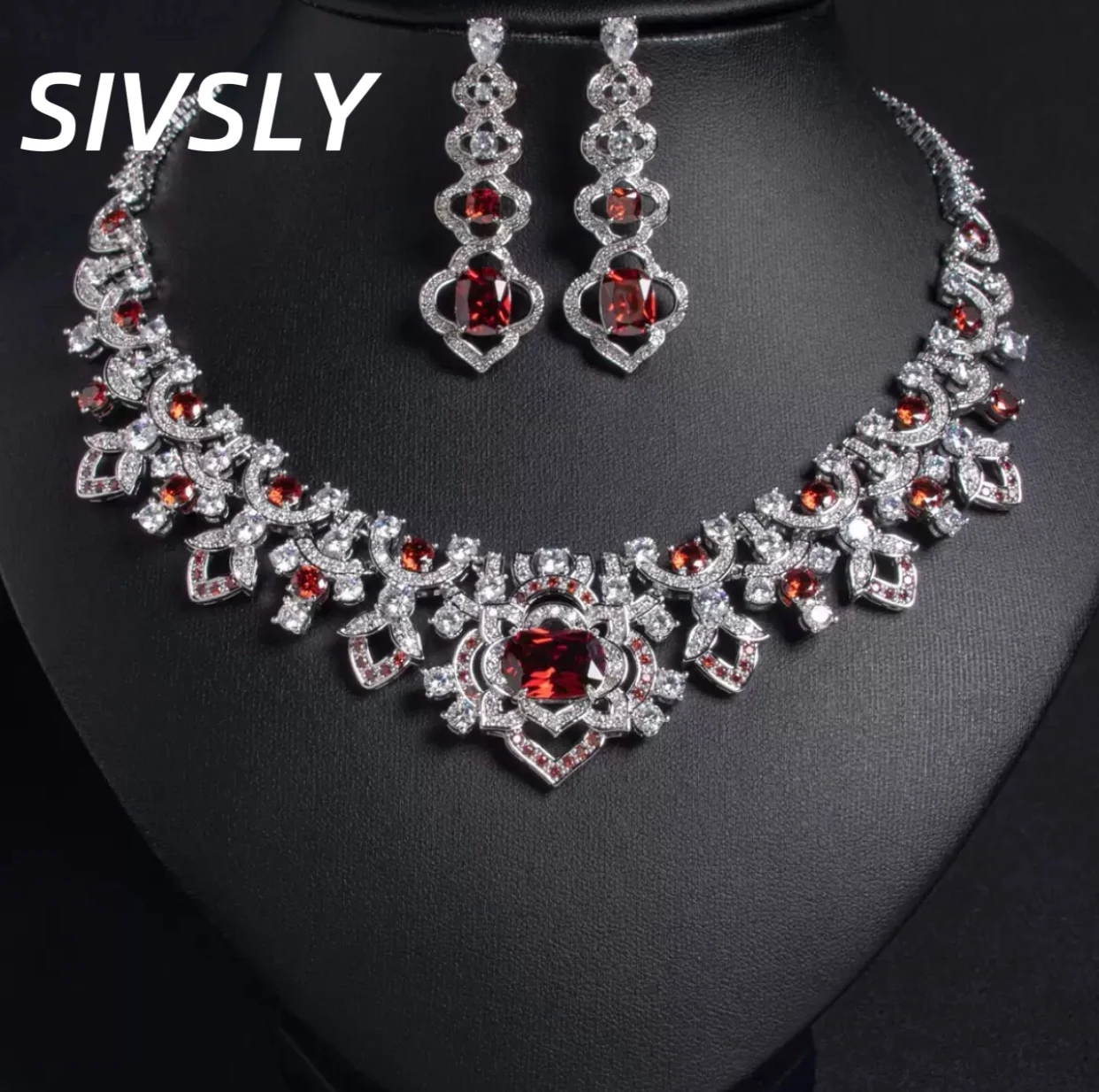 

[Classic] European and American new luxury zircon set necklace and earrings, noble and shining temperament, banquet, bride, neck