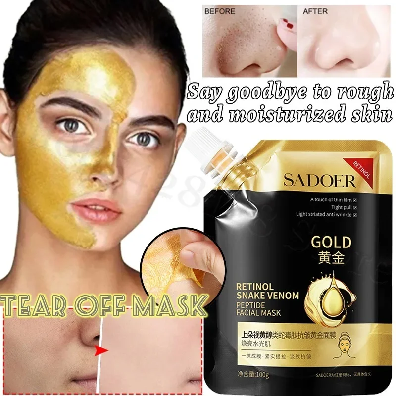 

Retinol Snake Venom Peptide Gold Mask Cleans, Shrinks Pores, Moisturizes, Improves Dull Skin, Brightens Peel-off Mask