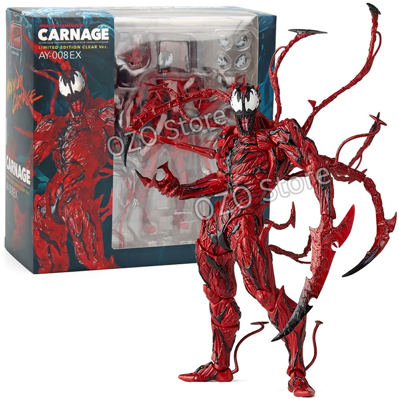 AMAZING YAMAGUCHI Carnage Venom Spider Man Legends Action Figure Joint Movable Change Face Statue Model Kids for Toy Gift