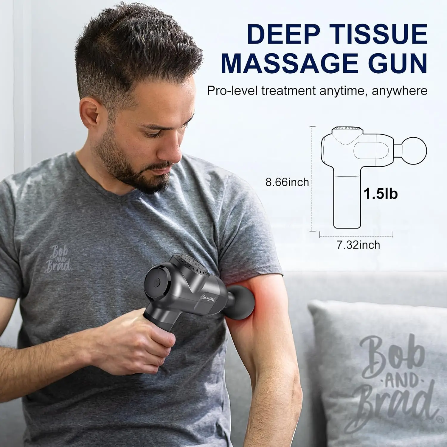 Deep Tissue Percussion Massager Gun, Muscle Massager with 5 Speeds and 5 Heads, Electric Back Massagers for Professional