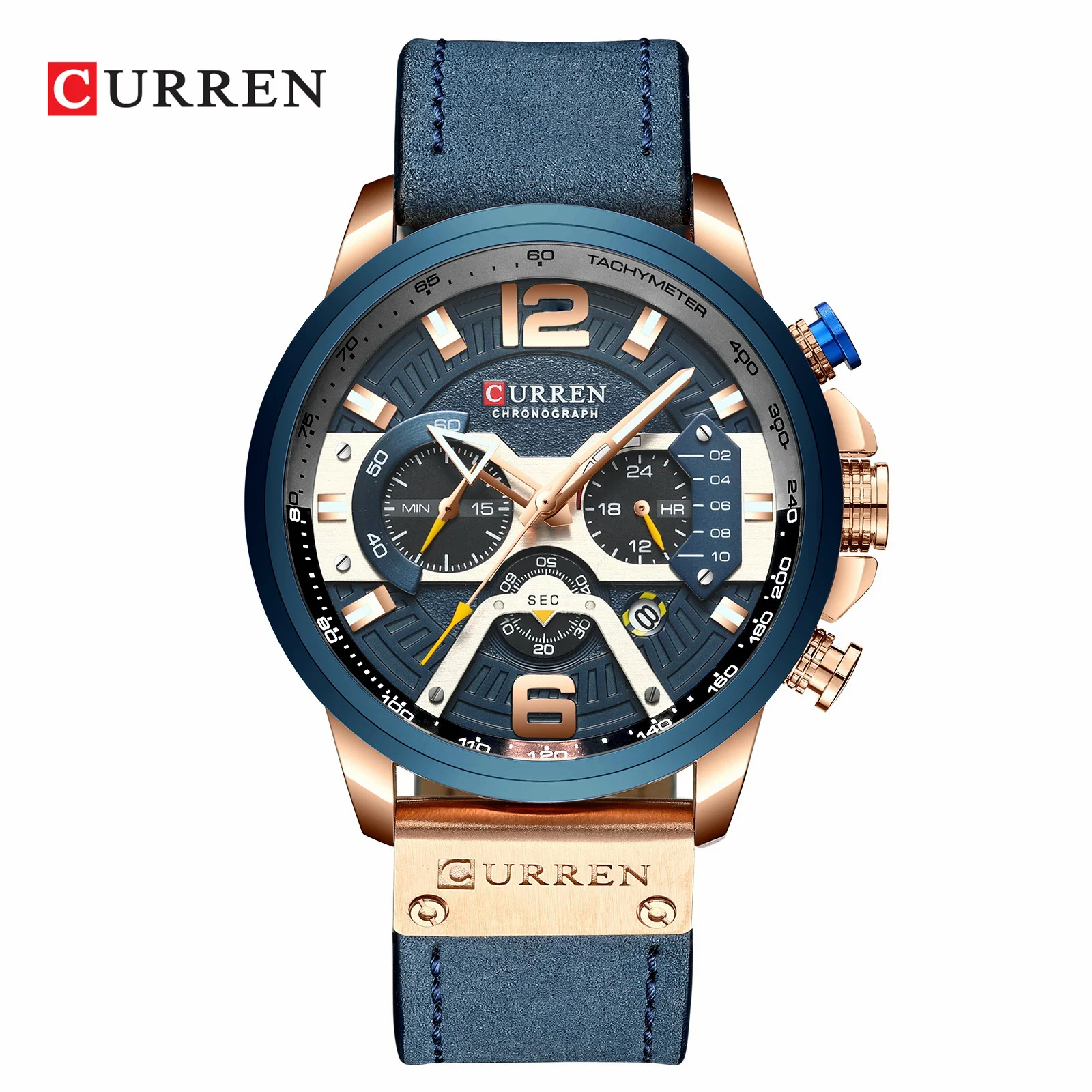 CURREN 8329 Men\'s Quartz Watch Blue Creative Fashion Date Leather Strap Wrist Watch for Male Boy Gift Clock Relogio Masculino