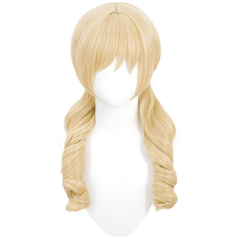 Puella Magi Madoka Magica Peruca Anime Cosplay para Adultos, Tomoe Mami, Cabelo Encaracolado Longo, Acessórios de Festa de Halloween, Adereços para Mulheres e Meninas