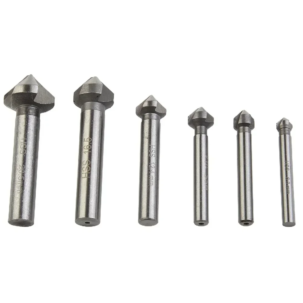 3 Flute Countersink Drill Bit 90Degree Chamfering Tools Chamfer Cutter 6.3-20.5mm Woodworking Spot Facer Tool Set