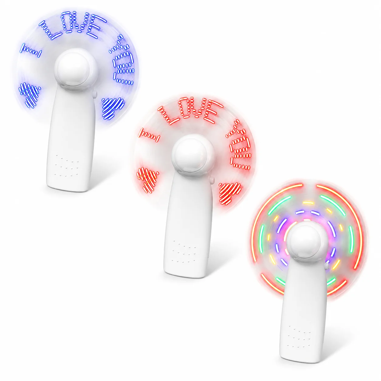 I Love You Flashing Words Handheld Fan Mini Portable LED Light Fan 3 Speeds Quiet Battery Fan for Valentine Gift