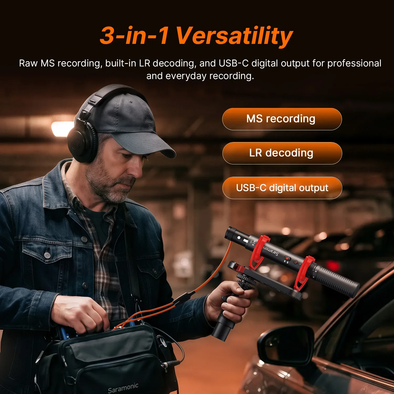 Saramonic SG MS1 Mid-Side Stereo Condenser Shotgun Microphone XLR-5Pin 3.5mm TRS for Camera Interview Filmmaking Content Creatio