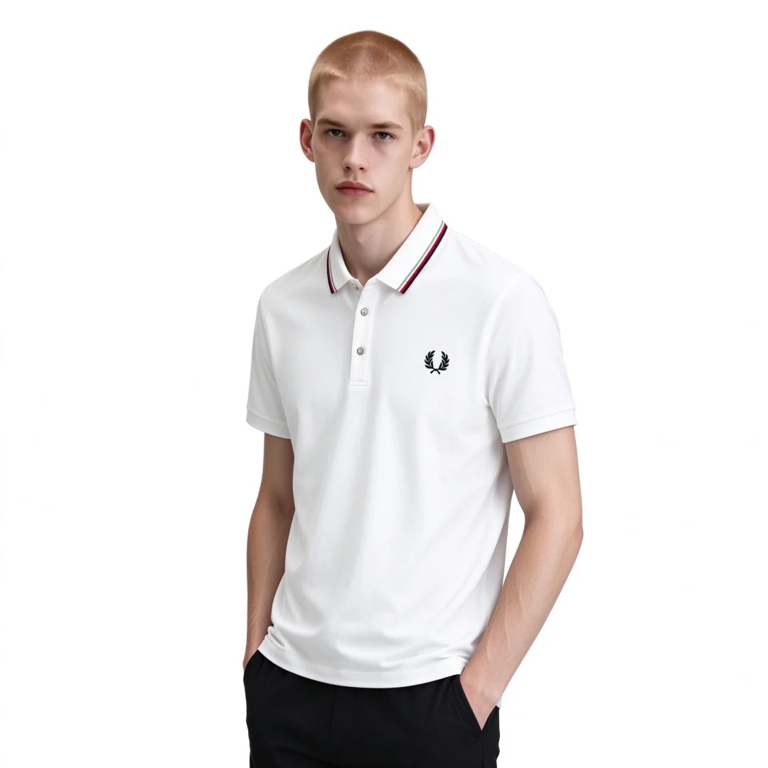 Fred Perry Embroidered POLO Men's FP Lace Collar Solid Color Short Sleeve Business Casual T-shirt Top