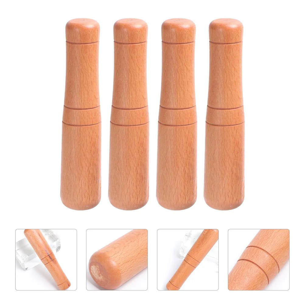 4 Pcs Garlic Masher Wooden Pestles Sticks Graters Kitchen Supplies Grind Rod Wood Mashers Muddler