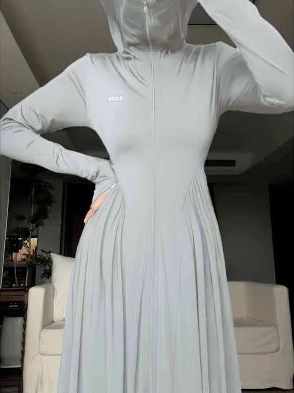 

Большие размеры 300, длинная юбка с капюшоном и защитой от солнца, женская летняя дышащая новая верхняя одежда из ледяного шелка, интернет-знаменитости...