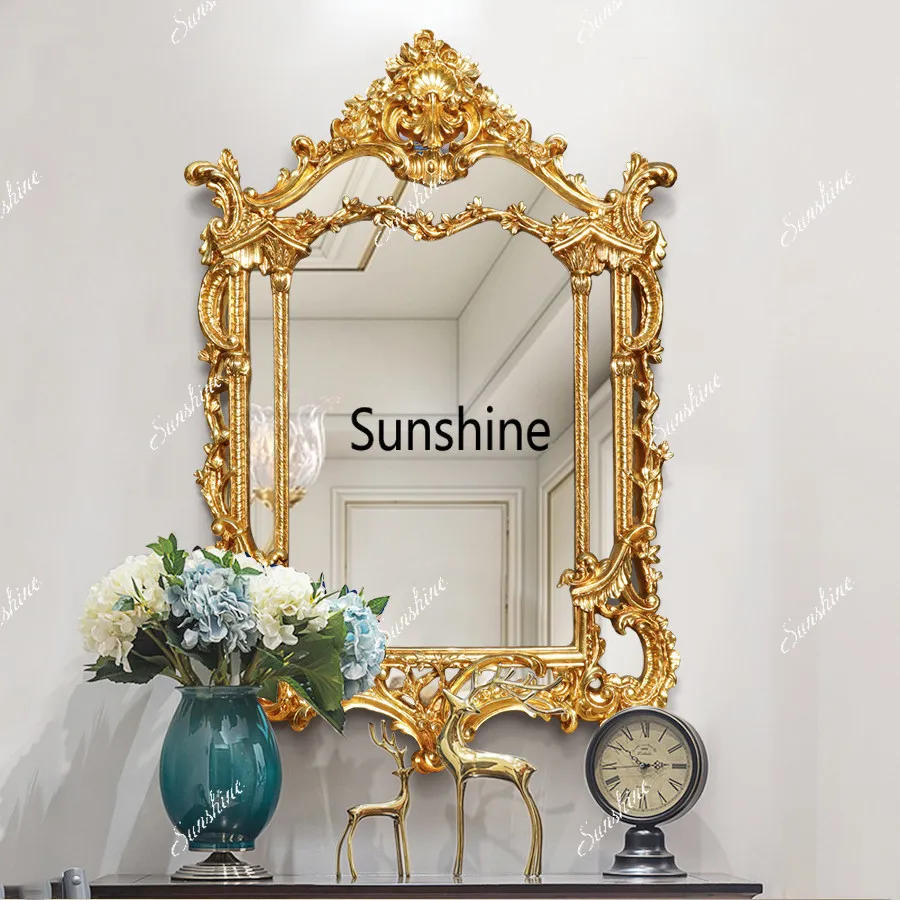 Entrance fireplace mirror European luxury gold decorative mirror picture frame