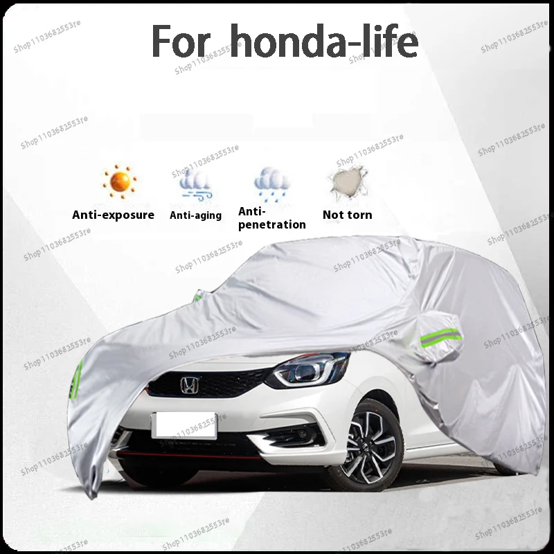 

For Honda Life Fit Car Cover Waterproof Dustproof Sunshade (UV) Snowproof Silve Full Cover with All-Day Protection