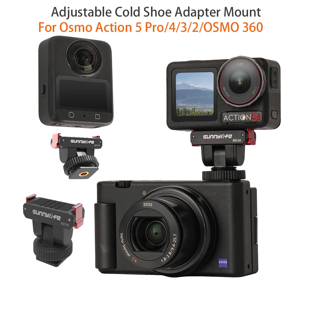 Magnetischer Cold Shoe Mount verstellbarer Adapter für DJI OSMO Action 3 4 5 Pro/OSMO 360 Action-Kamera-Zubehör