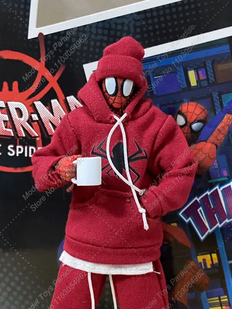 2 Colors mafex 1/12 Men Soldier Spider Man Clothes Set Trendy Hooded Printed Pullover Sports Pants 6'' Action Figure Body