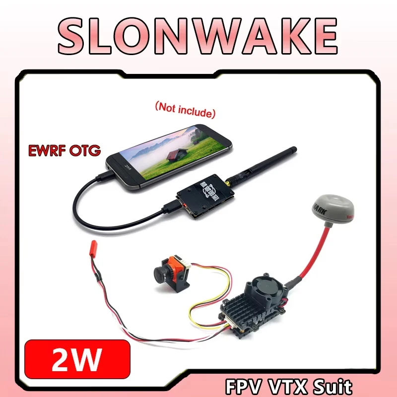 

SLONWAKE 5.8G FPV UVC Receiver Video Downlink OTG VR with CMOS 1500TVL B19 Mini FPV Camera and 5.8G 2000mW FPV VTX Transmitter