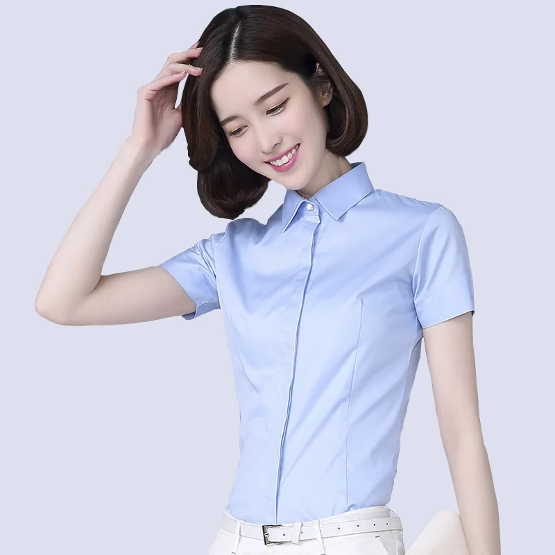 Shirt met lange mouwen Dames Werkoverhemd met korte mouwen Mode Dames Shirts met lange mouwen Tops Office Shirt Lady Basic Damesblouse