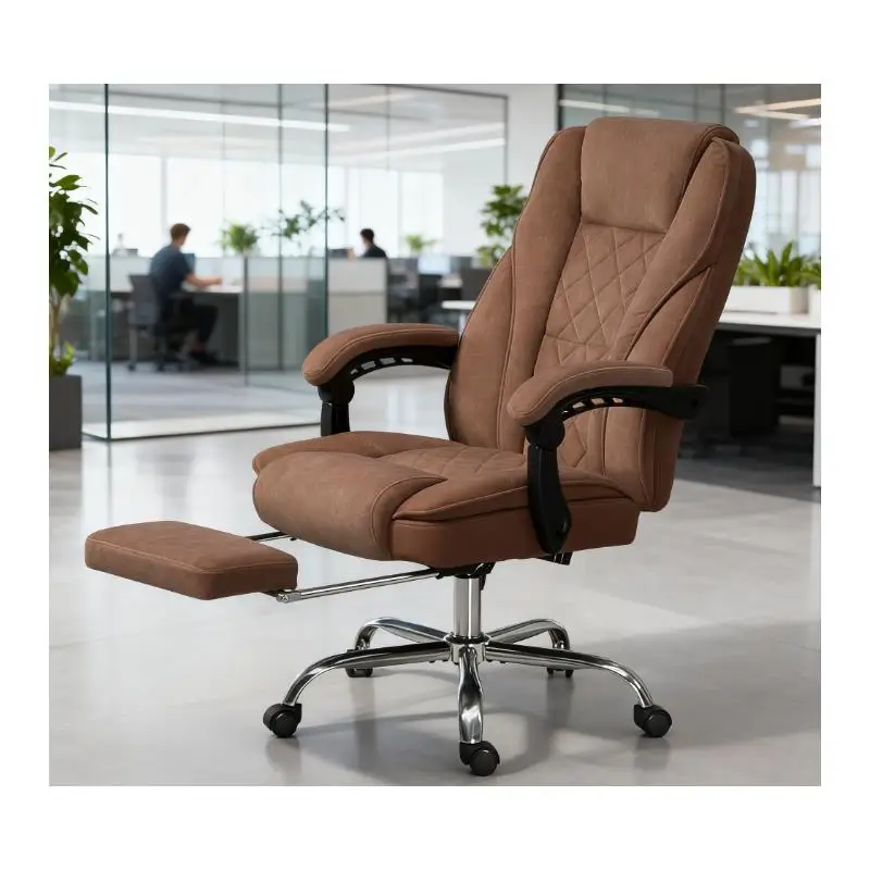 

Heated Massage Reclining Chair with Adjustable Height and Footrest, Brown Color
