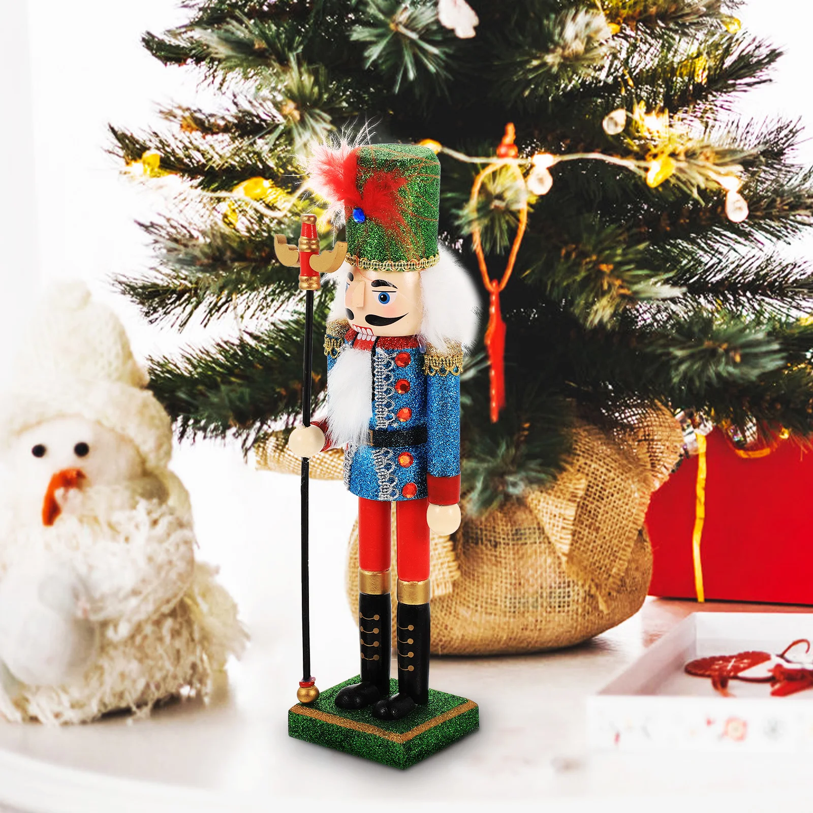 

Xmas Desktop Nutcracker Wooden Craft Ornament Realistic Mouth Open Close Cheerful Ambiance Christmas Festival Gift