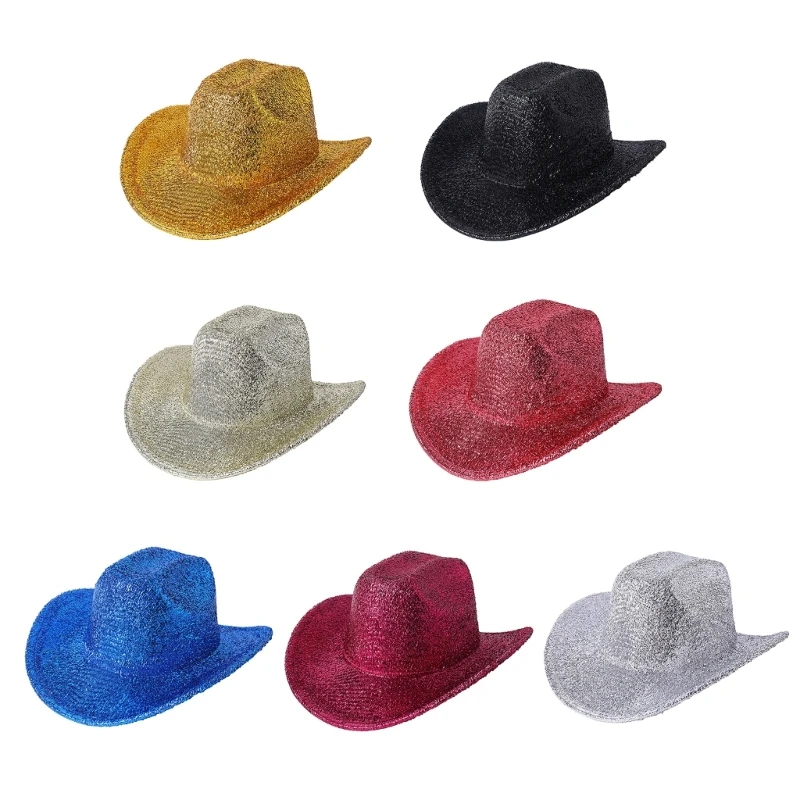 Fashion Tinsels Cowgirl Hat Woman Man Cowboy Hat for Prom Party