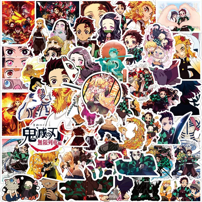 

50PCS Kimetsu No Yaiba: Mugen Ressha-Hen DIY Stickers PAD Trunk Refrigerator Waterproof Anime Stickers Anime Figure Image Toys