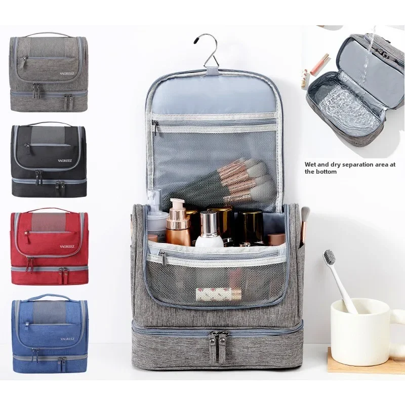 

Men's new portable cosmetic bag travel double-layer large-capacity wet and dry separation storage bag hanging toilet bag