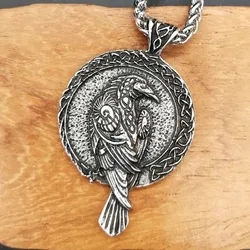 New Vintage Viking Crow Pendant Necklace for Women Men Crow Decorative Medal Pendant Nordic Amulet Necklace Personalized Jewelry