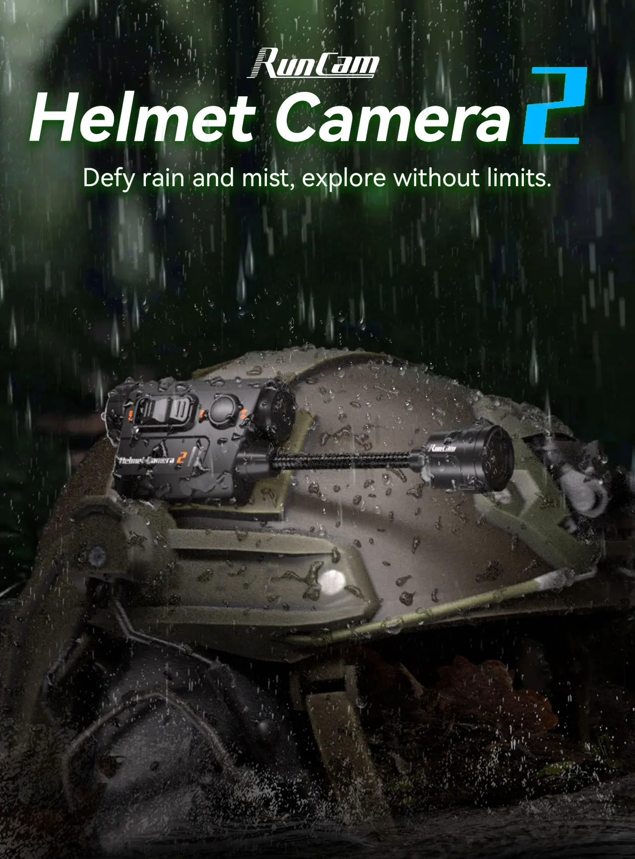 RunCam Helmet Camera HelmetCam2 for Flashback Recording Waterproof Dustproof Bluetooth Presetting and Preview for Outdoor Games