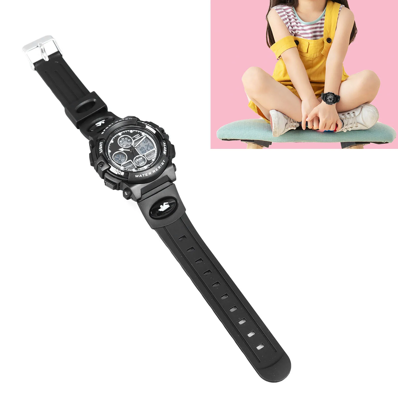 ساعة رقمية للأطفال 50 متر مقاومة للماء عرض مزدوج للأطفال ساعة يد رياضية خارجية للأطفال ساعة معصم رياضية للأطفال #3