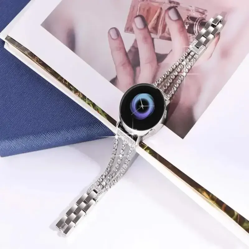 22mm Women Diamond Bracelet Band For Amazfit Bip 6/5 Unity/Pace/Cheetah Pro Strap For Amazfit Stratos/GTR 4 3 2 47mm Wrist Belt