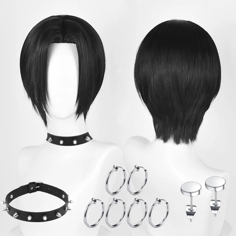 NANA Oosaki Nana Cosplay Wig 28cm Black Nana Osaki Anime Cosplay Wigs Heat Resistant Synthetic Hair Halloween Wig + Wig Cap