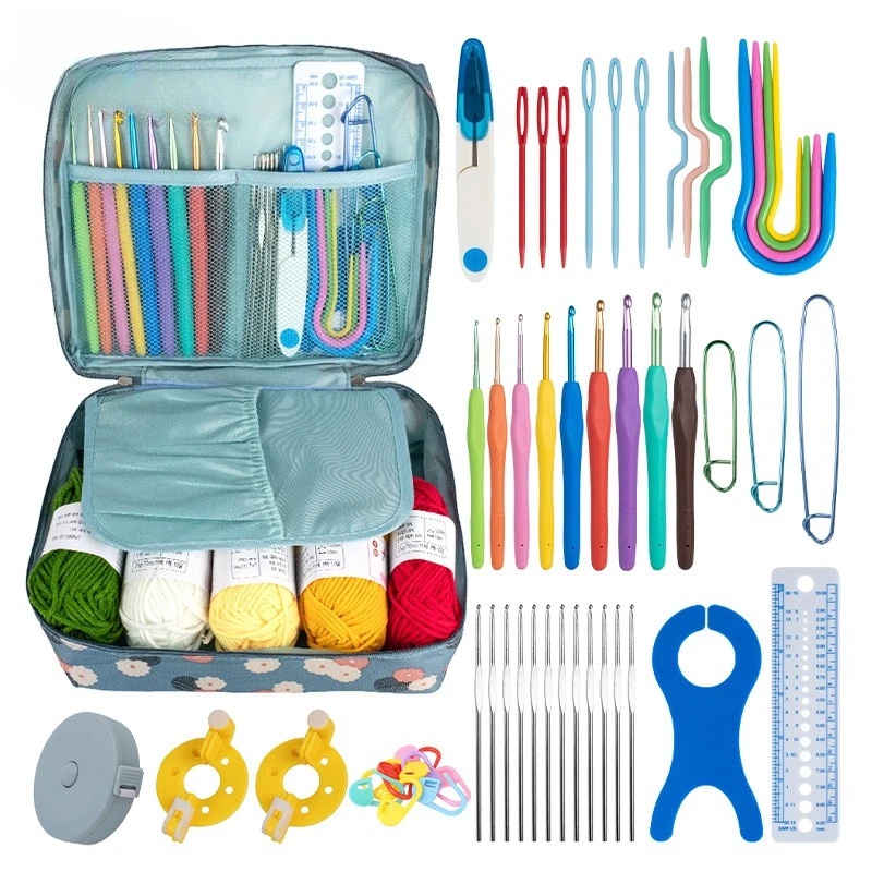 

Красочный эргономичный набор крючков для вязания, тупые иглы, инструменты для шитья с большим ушком и футляром для вязания пряжи, рукоделия, шитья для начинающих