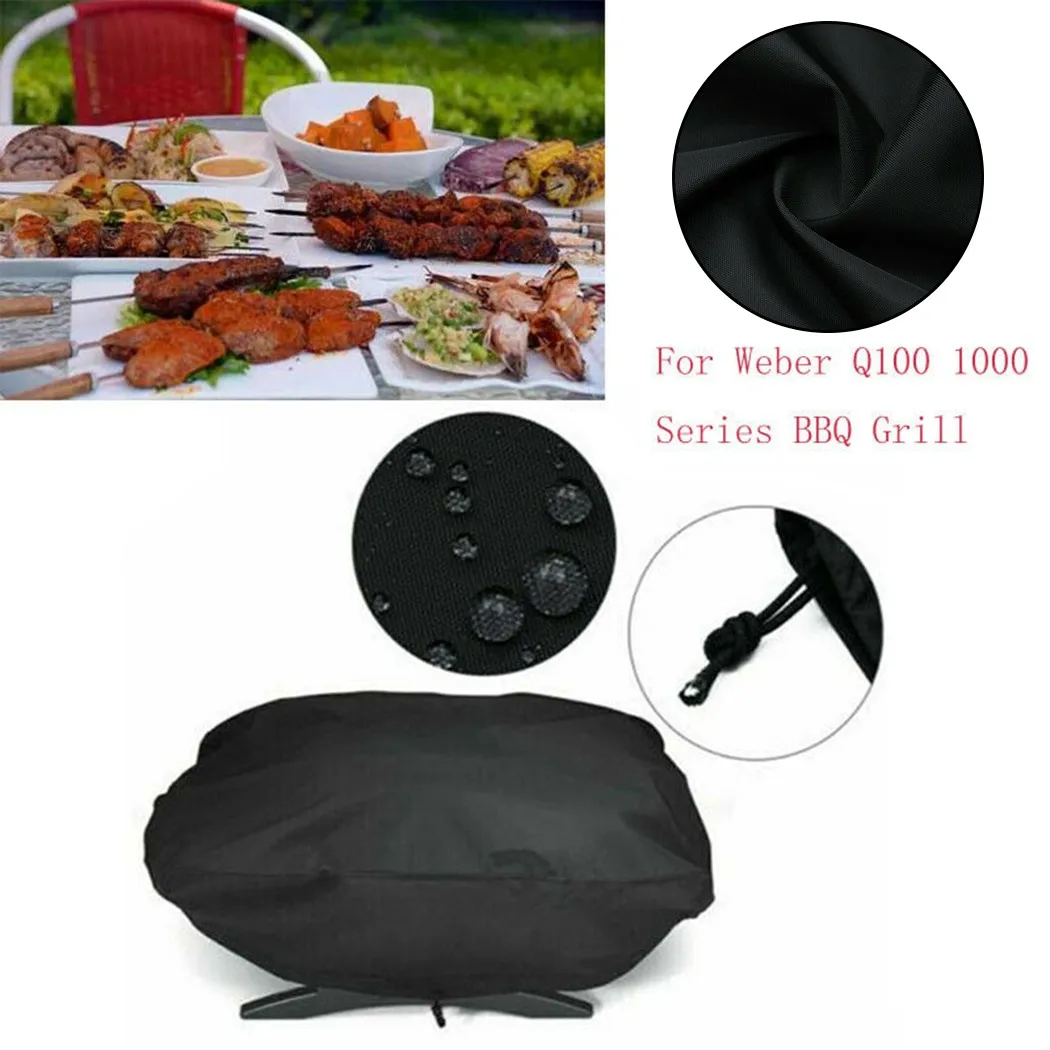 

Polyester Grill Cover Portable Q1000 Rain Resistant Stove 67*44*32cm 7110 BBQ Black Cover For Weber Grill New Set