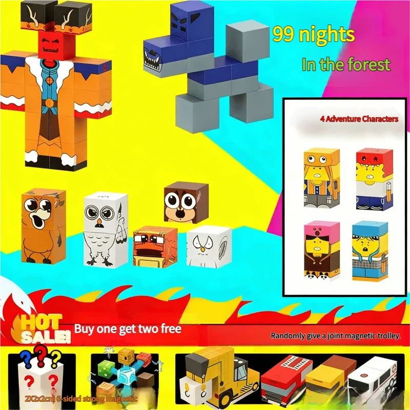 Magnetic Building Blocks Toys Forest 99Nights Theme Deer Model Figures Creative DIY Construction Set STEM Educational Sensory