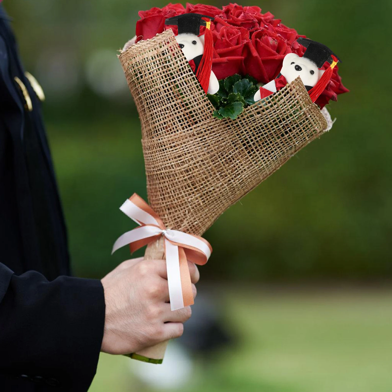 AdTosFlower-Bouquet d'ours pour remise de diplôme, poupées d'animaux, emballage de bouquet, cadeaux de remise de diplôme, 10 pièces