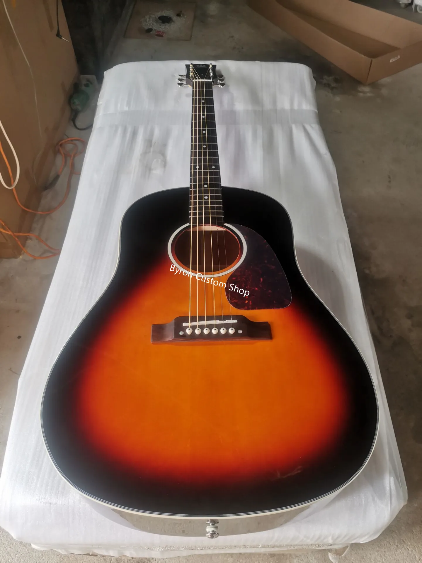 

J45 style custom acoustic guitar slope shoulder dark vintage sunburst professional 6 string guitars can ship from US UK