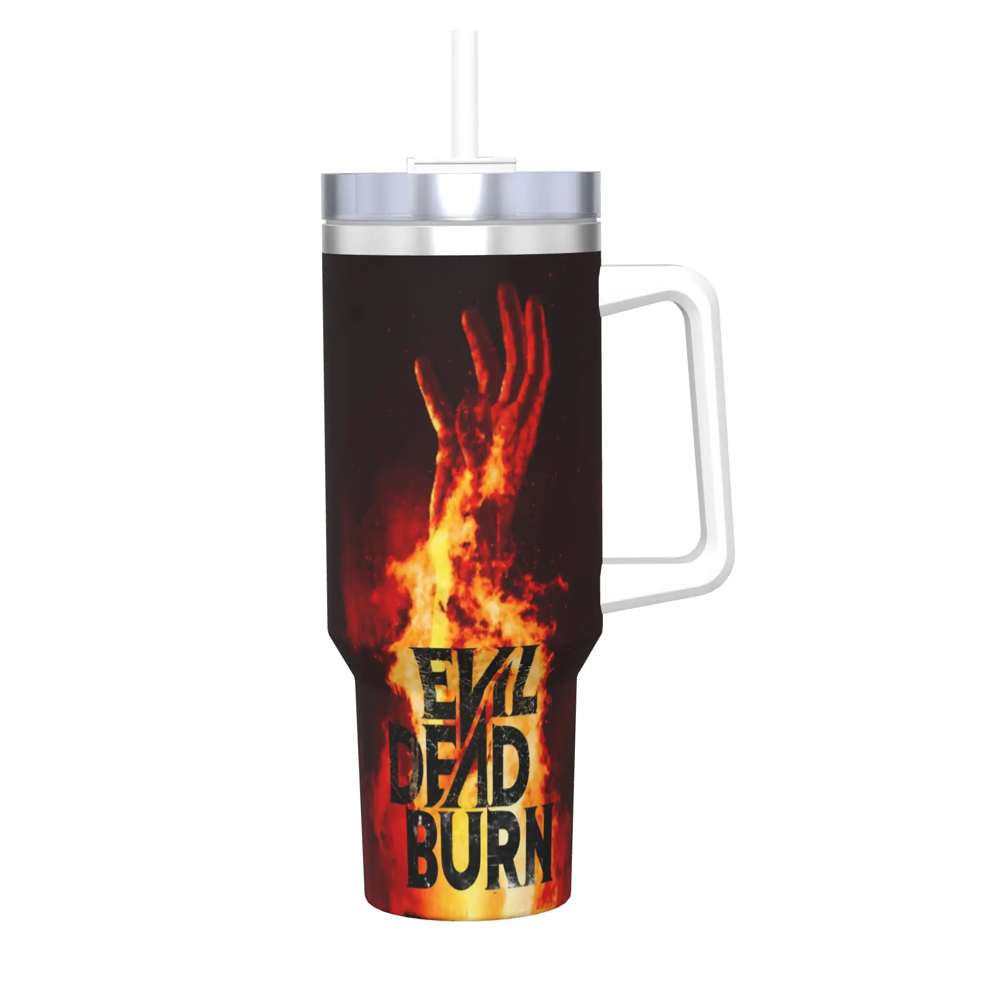 Evil Dead Burn Tumbler With Straw  Stainless Steel Travel Mugs Double Wall Vacuum Insulated for Cold Or Hot 40oz