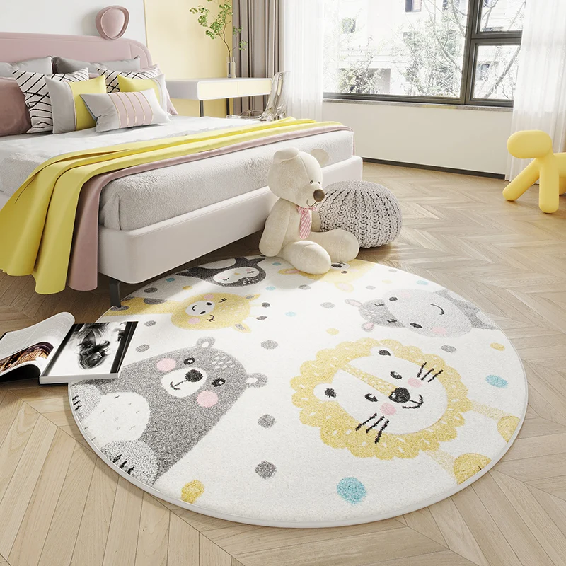Cartoon Cute Animal Round Carpet Children Room Bedroom Bedside Fluffy Soft Carpets 2024 New Thickened Soft Sofa Anti Slip Rug