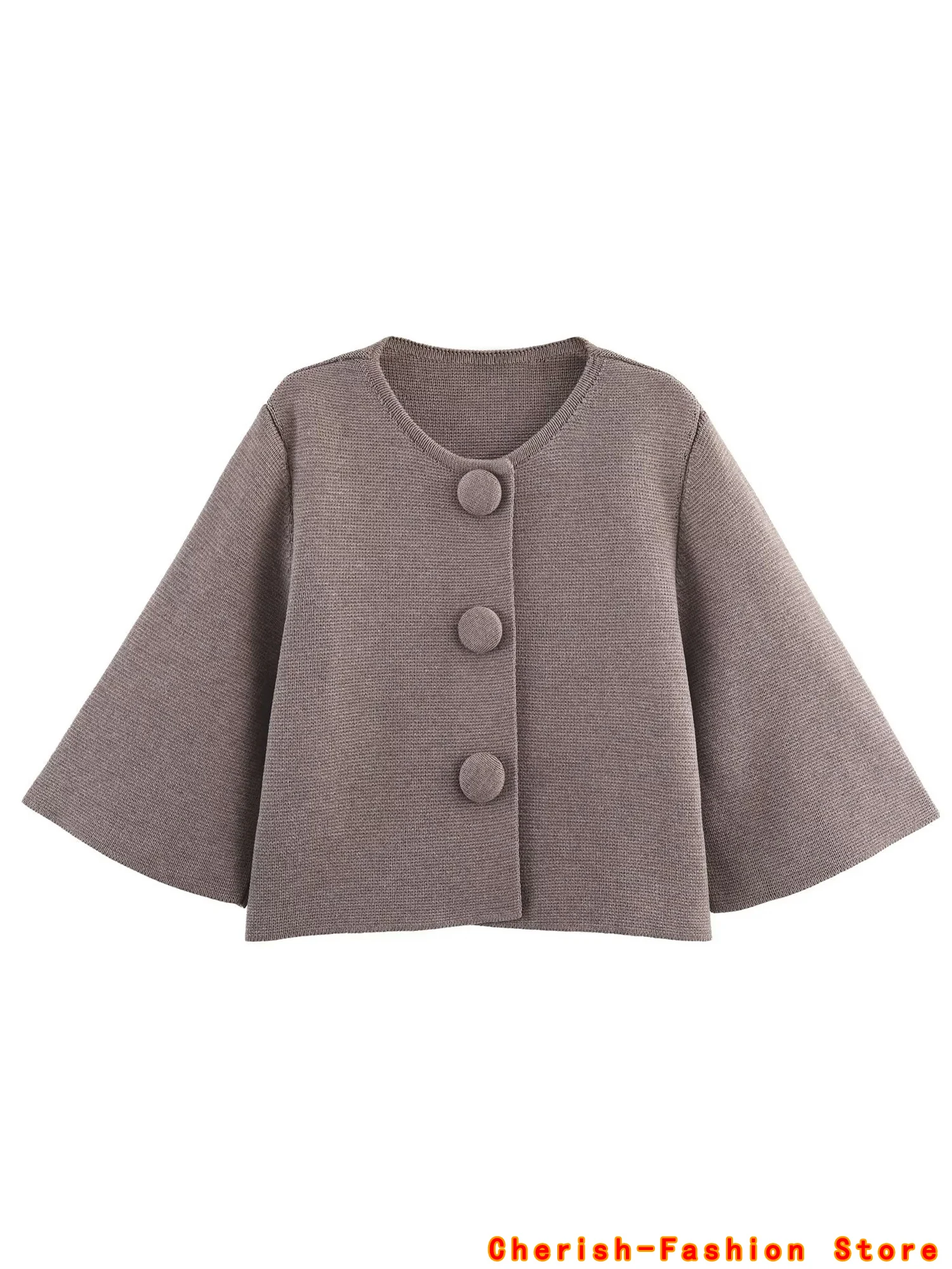 

Новое поступление осени 2025 года, женский модный элегантный вязаный короткий кардиган, повседневный шикарный свитер на пуговицах с короткими рукавами, брендовый кардиган