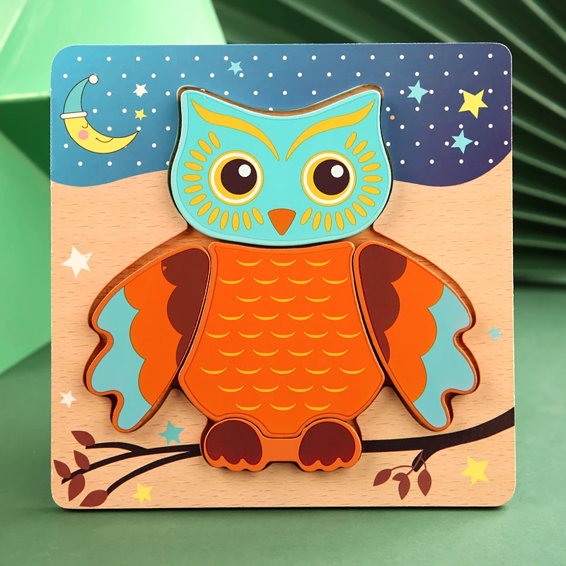 

3D Wooden Puzzle Baby Cartoon Animal Traffic Puzzle Toys Early Learning Cognitive Educational Toy for Toddlers Kids Development