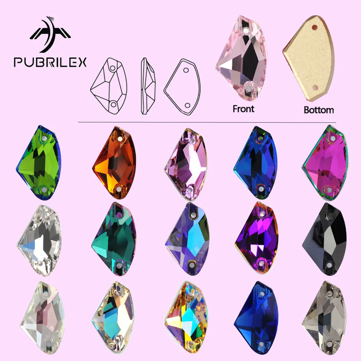 PUBRILEX Großhandel Glas K9 Strass Kanten mit Facettenschliff 3256 Strasssteine Galactic zum Aufnähen für Kleidung, Taschen und Accessoires – Detail 2