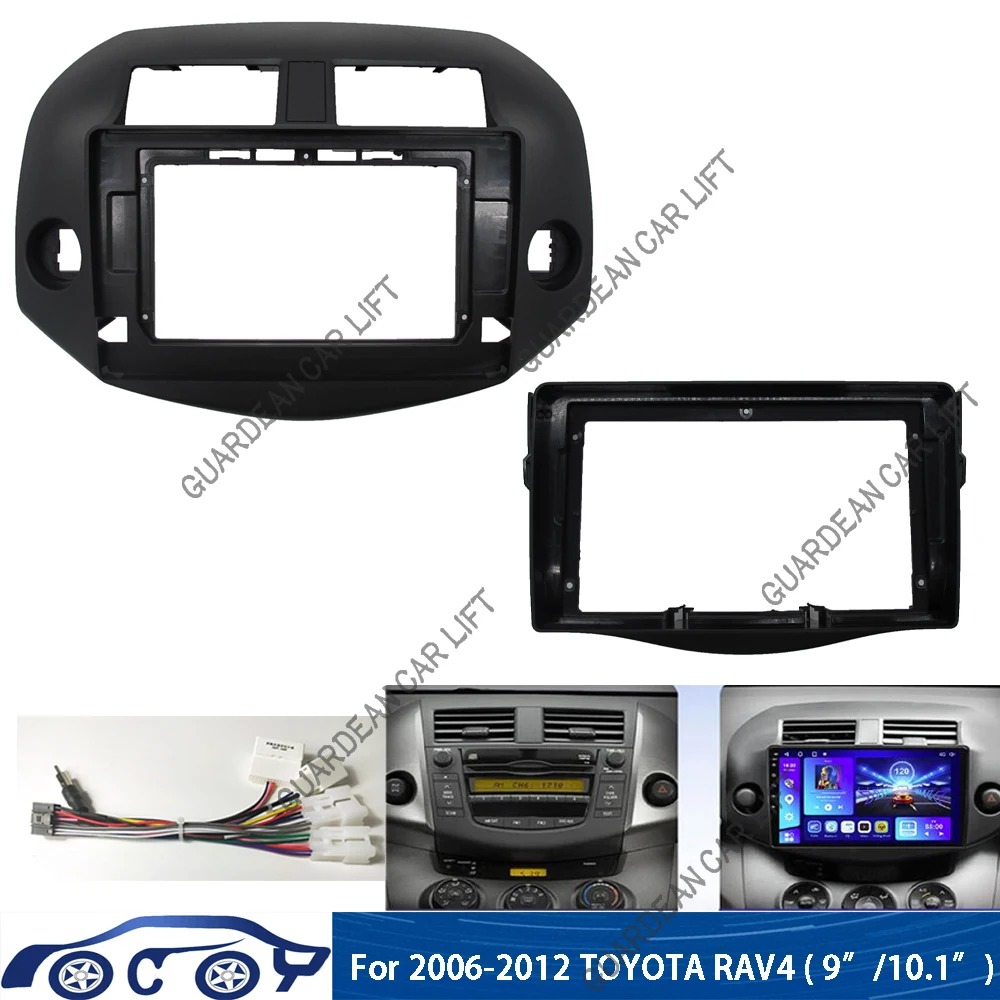 9Inch/10.1Inch  Car DVD Frame Audio Fitting Adaptor Dash Trim Kits Facia Panel For Toyota RAV4 2007-2012 Double Din Radio Player