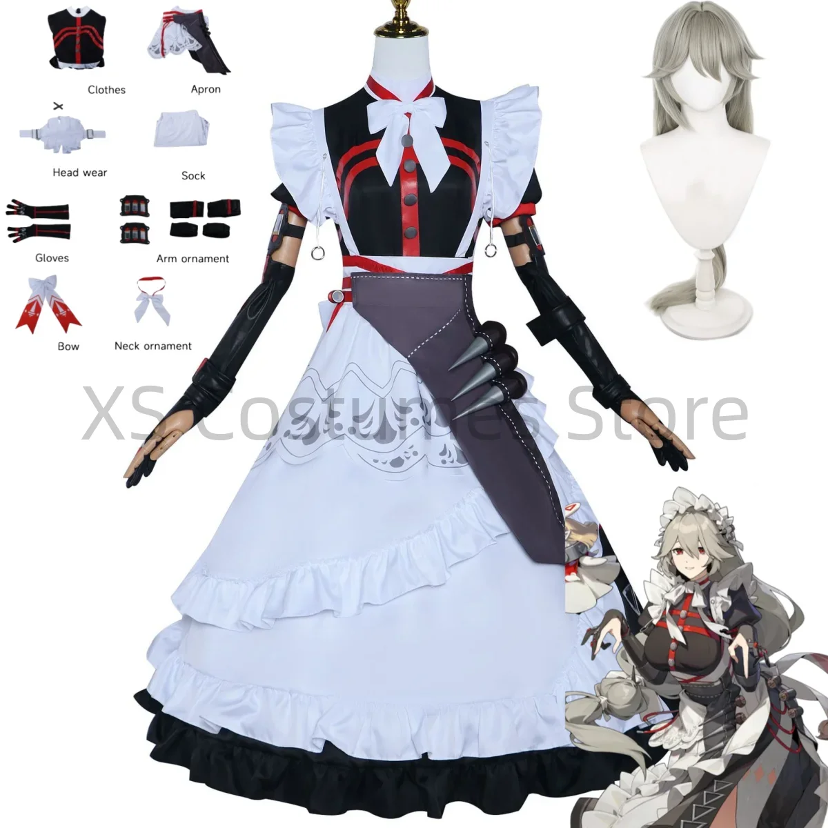 Alexandrina Sebastiane Maid คอสเพลย์อะนิเมะเกม Zenless Zone Zero ชุด Prop อุปกรณ์เสริมวิกผม