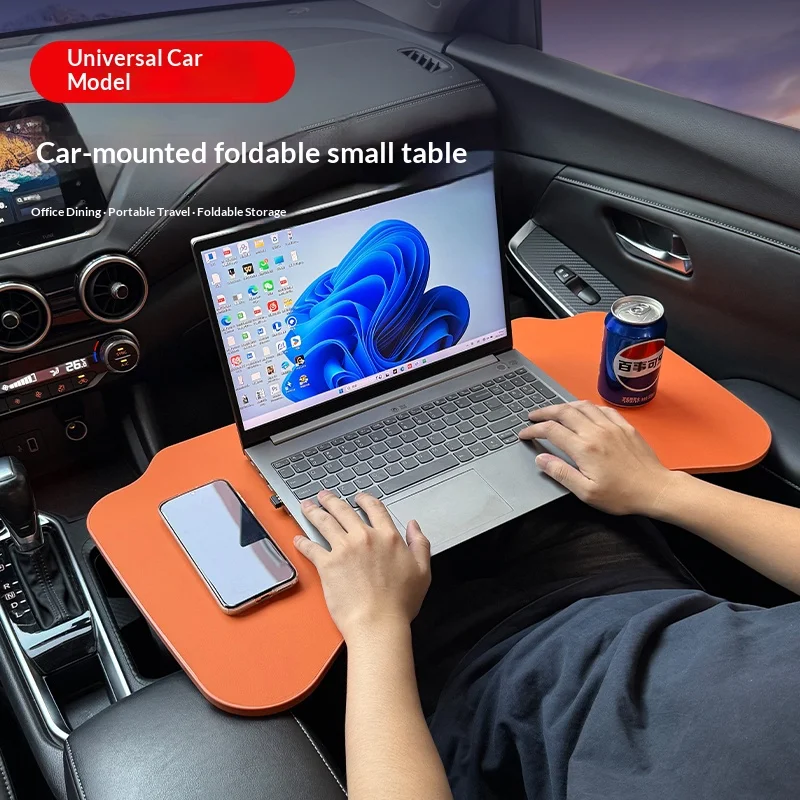 Portable Foldable Auto Desk Scratch Resistant Leather Car Table For Laptop Food Holder Road Trip Accessory - view 4