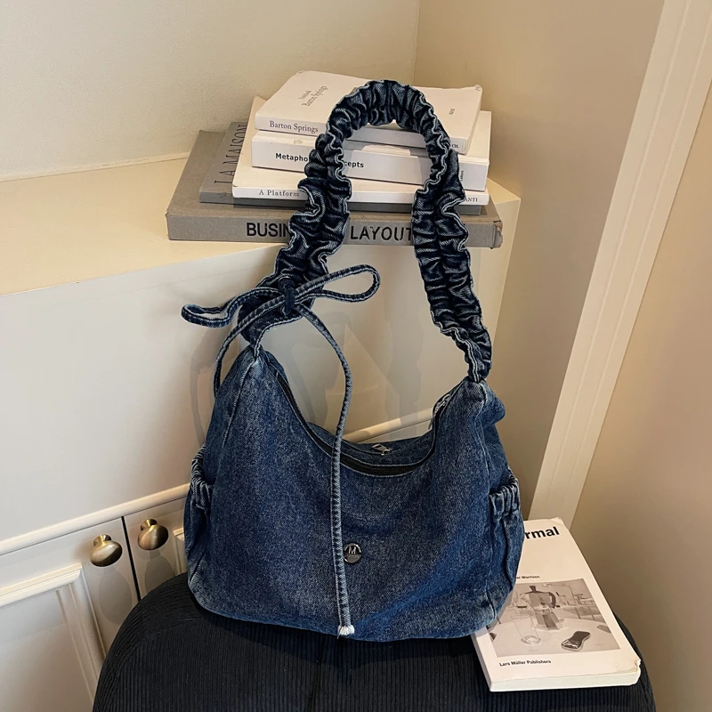 

Высококачественные весенние универсальные простые сумки на плечо для поездок на работу, модные джинсовые супер крутые женские сумки через плечо большой вместимости